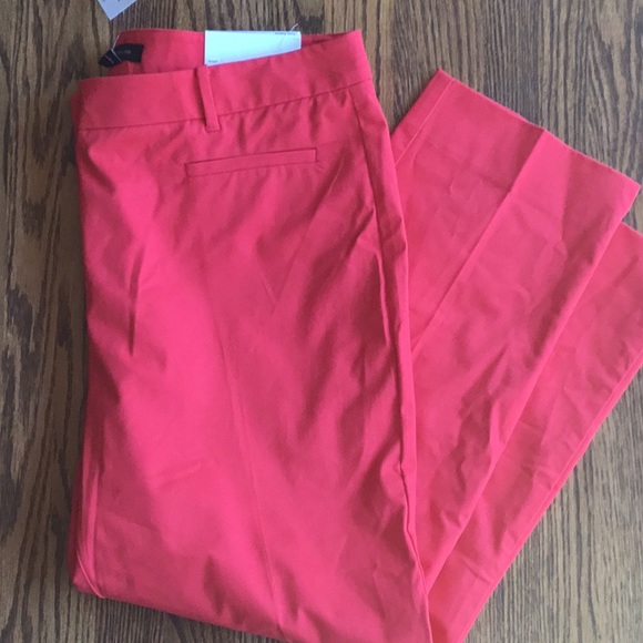 NWT Ann Taylor Cotton Crop Pants Red - Picture 3 of 3